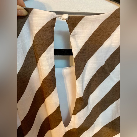 NEW**LANE BRYANT, POCKETS, LONG SLEEVE, LINED BROWN STRIP MIDI DRESS, - Picture 7 of 11